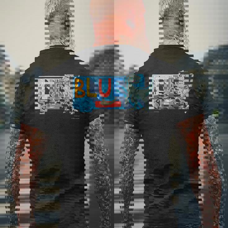 ジュラシック・ワールド Blue Cute Illustlation メンズTシャツ バックプリント 高齢者への贈り物