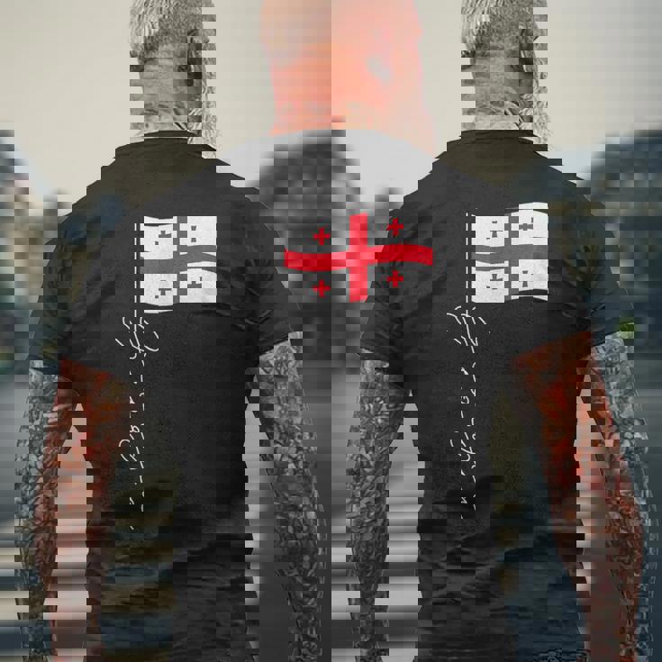 ジョージア シグネチャー フラッグ ポール エレガント 愛国的 ジョージア国旗 メンズTシャツ バックプリント 高齢者への贈り物