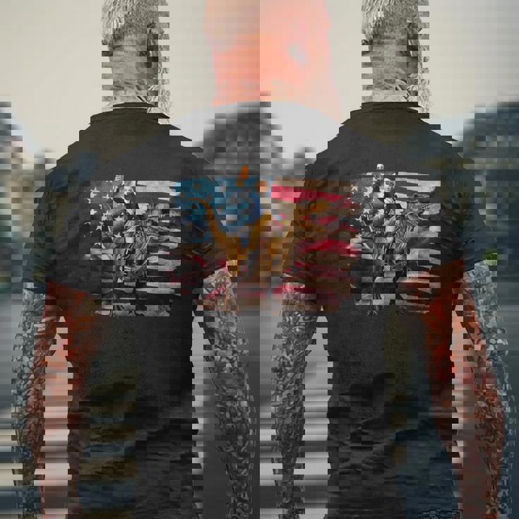 ジョージ・ワシントン ライディング A ダイナソー 面白い 4Th Of July デザイン メンズTシャツ バックプリント 高齢者への贈り物