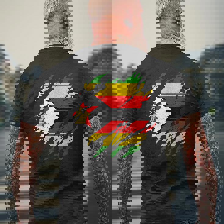 ジンバブエの旗ジンバブエ メンズTシャツ バックプリント 高齢者への贈り物