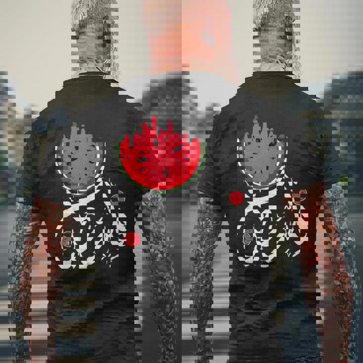 スイカ パレスチナ スイカ パレスチナコレクション メンズTシャツ バックプリント 高齢者への贈り物