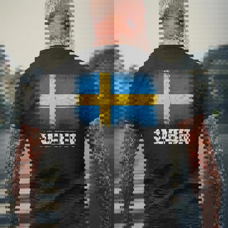 スウェーデン国旗スウェーデン メンズTシャツ バックプリント 高齢者への贈り物