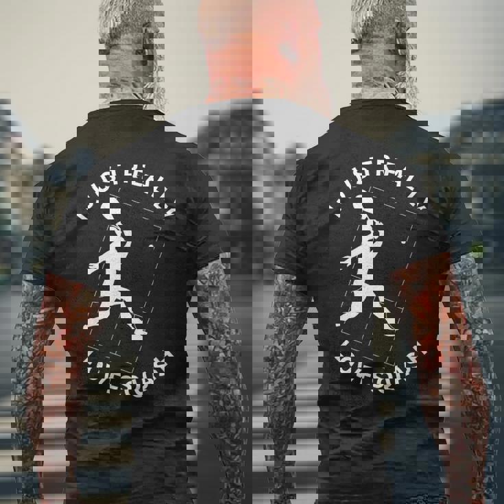 スカッシュプレーヤー I Just Really Lovequash メンズTシャツ バックプリント 高齢者への贈り物