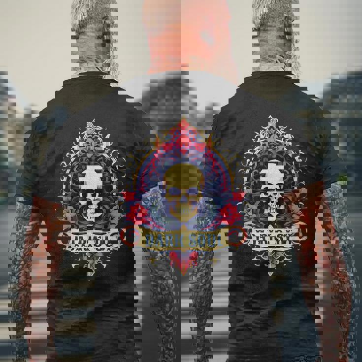 スカル ゴシック ダーク バナー ソウルフラワー エステティック スカル ゴス メンズTシャツ バックプリント 高齢者への贈り物