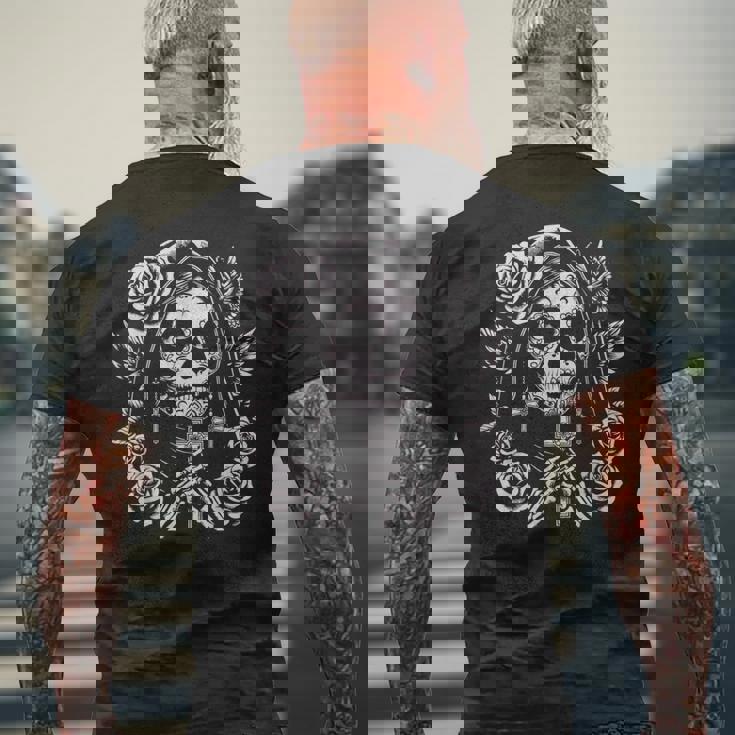 スカル サンタ ムエルテ 死神 メンズTシャツ バックプリント 高齢者への贈り物