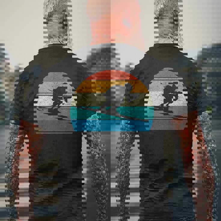 スキー スキー レース スラローム レトロ メンズTシャツ バックプリント 高齢者への贈り物