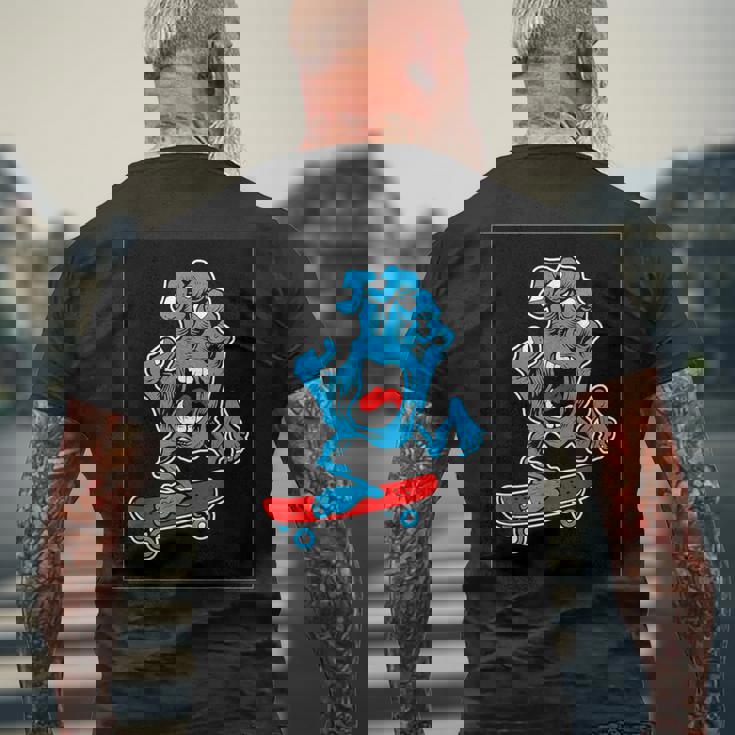 スクリーミング スケートボードハンド メンズTシャツ バックプリント 高齢者への贈り物