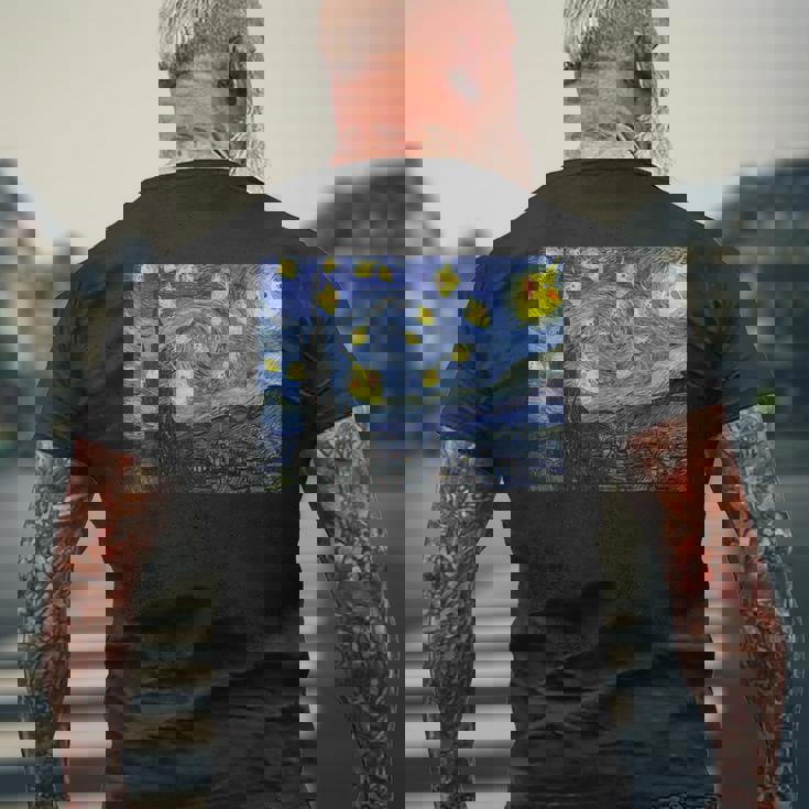 スクリーミングオウム オカメインコ 星月夜 メンズTシャツ バックプリント 高齢者への贈り物