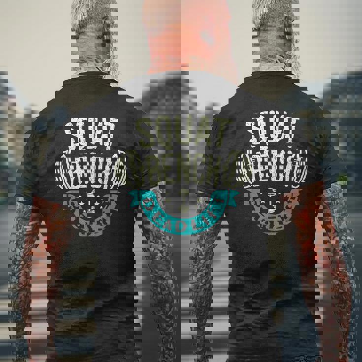 スクワット ベンチプレス デッドリフト パワーリフター メンズTシャツ バックプリント 高齢者への贈り物