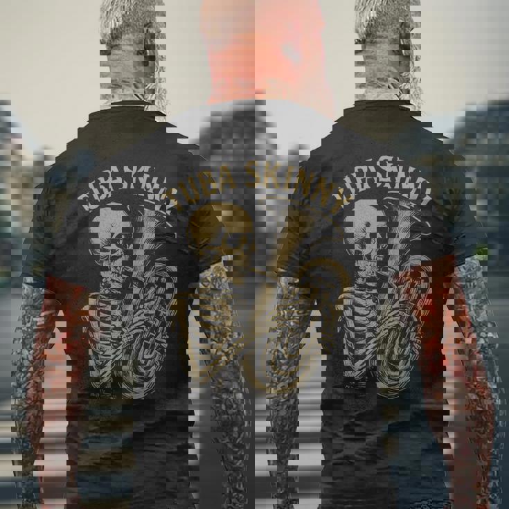 スケルトン チューバ スキニー メンズTシャツ バックプリント 高齢者への贈り物