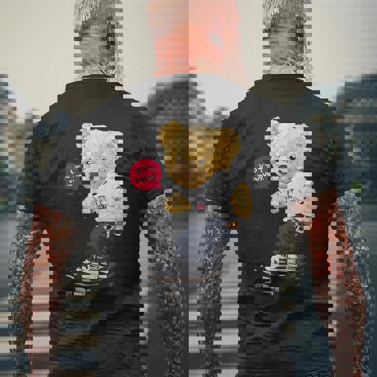 スケートボーダー クマ メンズTシャツ バックプリント 高齢者への贈り物