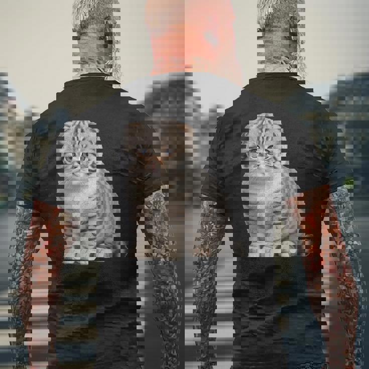 スコティッシュフォールド シンプルデザイン メンズTシャツ バックプリント 高齢者への贈り物