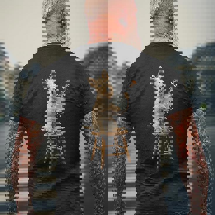 スコティッシュ・テリア・ドッグ ブルーグラス バンジョー選手 メンズTシャツ バックプリント 高齢者への贈り物