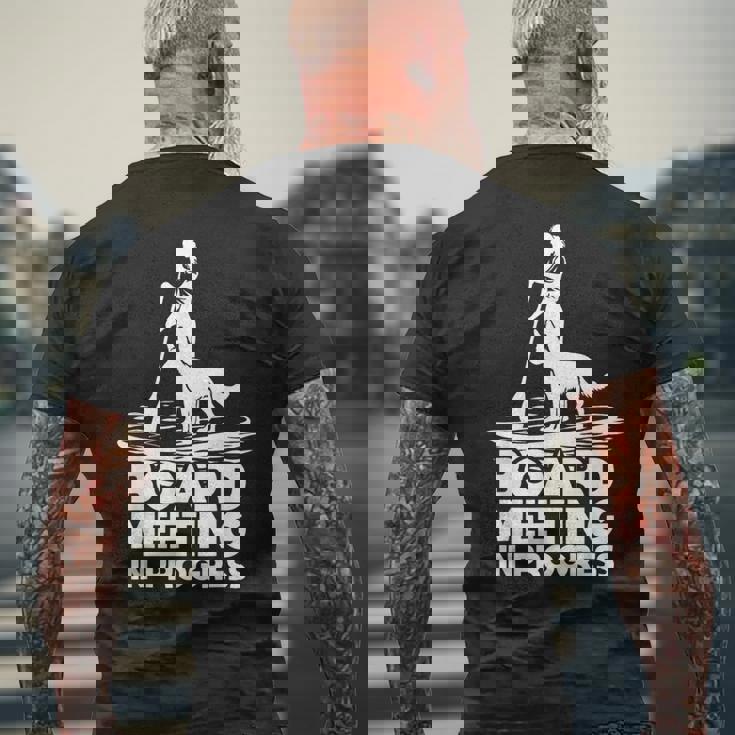 スタンドアップ パドリングボード ミーティングup 犬upボード パドリング メンズTシャツ バックプリント 高齢者への贈り物