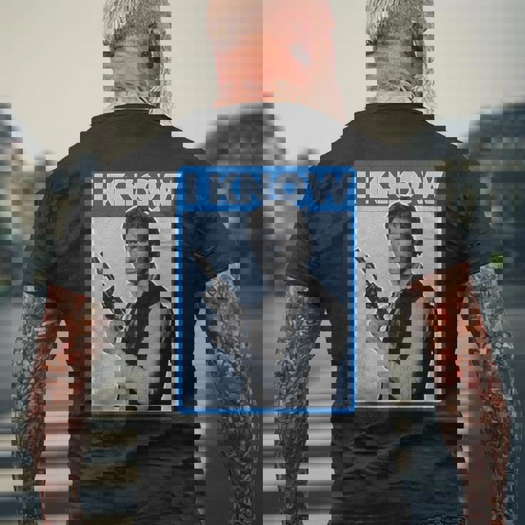 スター・ウォーズ クラシック ハン・ソロ I Know You Love Me ポスター メンズTシャツ バックプリント 高齢者への贈り物