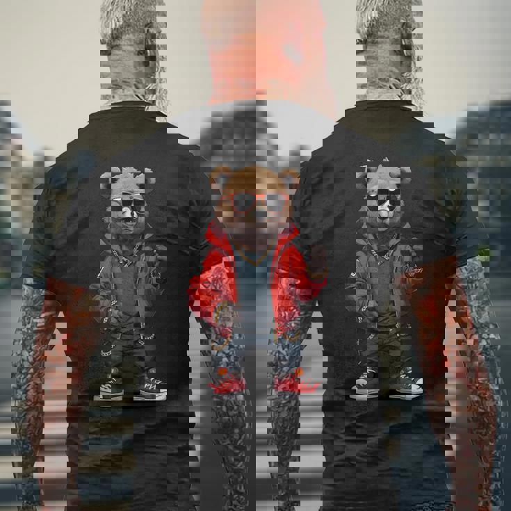 ストリートウェア ヒップホップ ラップ ラッパー ベア クール アーバン グラフィック メンズTシャツ バックプリント 高齢者への贈り物