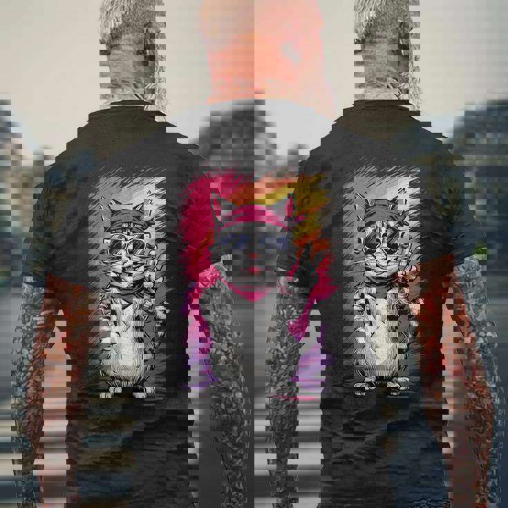 ストリートスタイル 猫 グラフィティ アート ストリートアート メンズTシャツ バックプリント 高齢者への贈り物