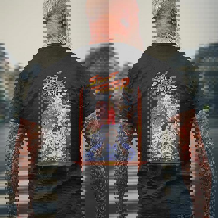 ストリートファイターポスターカバー 壮大なバトルロイヤル 象徴的なゲーマー メンズTシャツ バックプリント 高齢者への贈り物