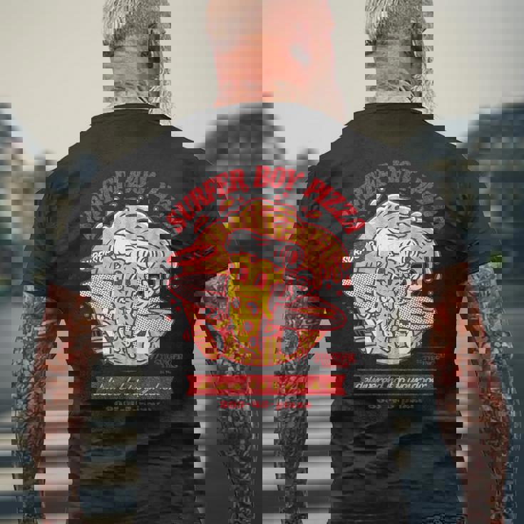 ストレンジャー・シングス サーファーボーイ ピザ広告 ホットデリバリー ヴィンテージ メンズTシャツ バックプリント 高齢者への贈り物