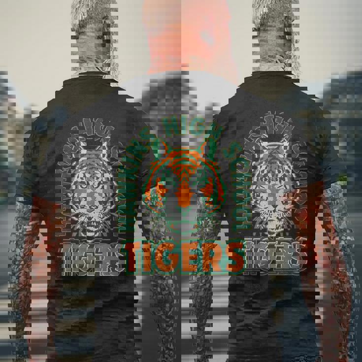 ストレンジャー・シングス ホーキンス・ハイ・タイガース 凝視ファン記念品 メンズTシャツ バックプリント 高齢者への贈り物