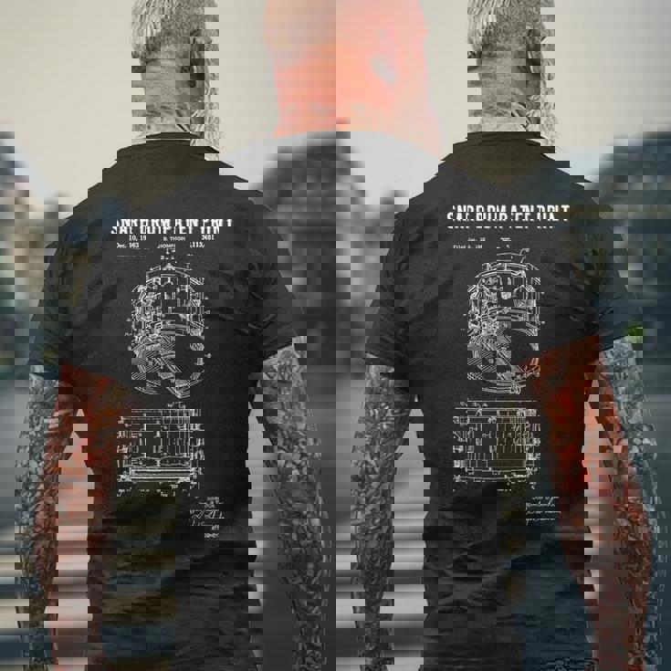 スネアドラム特許プリント 1963年 ビンテージ特許ミュージックアート メンズTシャツ バックプリント 高齢者への贈り物
