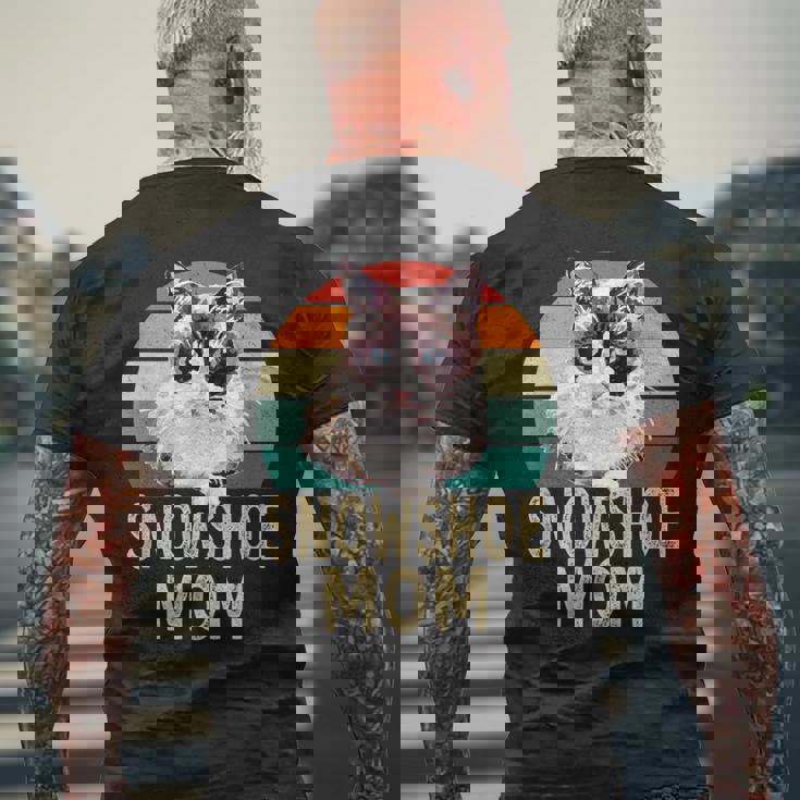 スノーシュー 猫 ママ レトロ ヴィンテージ 面白い I Love My Cat メンズTシャツ バックプリント 高齢者への贈り物