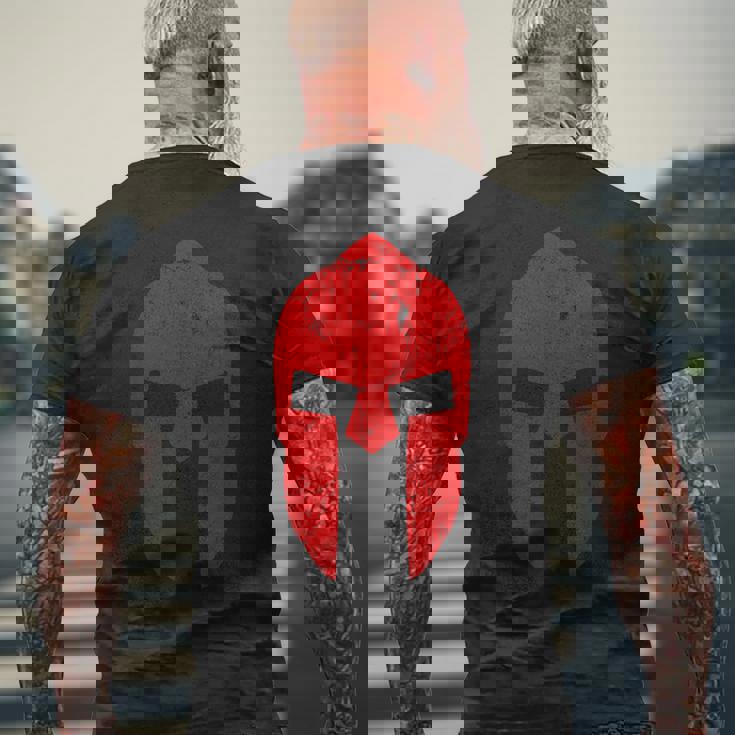 スパルタ戦士ヘルメットジムモチベーションスパルタ古代ギリシャ メンズTシャツ バックプリント 高齢者への贈り物