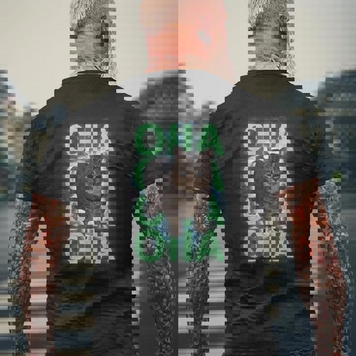 スピニングキャットミーム Oiiaoiia Uiia 猫 ブレインロットミーム メンズTシャツ バックプリント 高齢者への贈り物