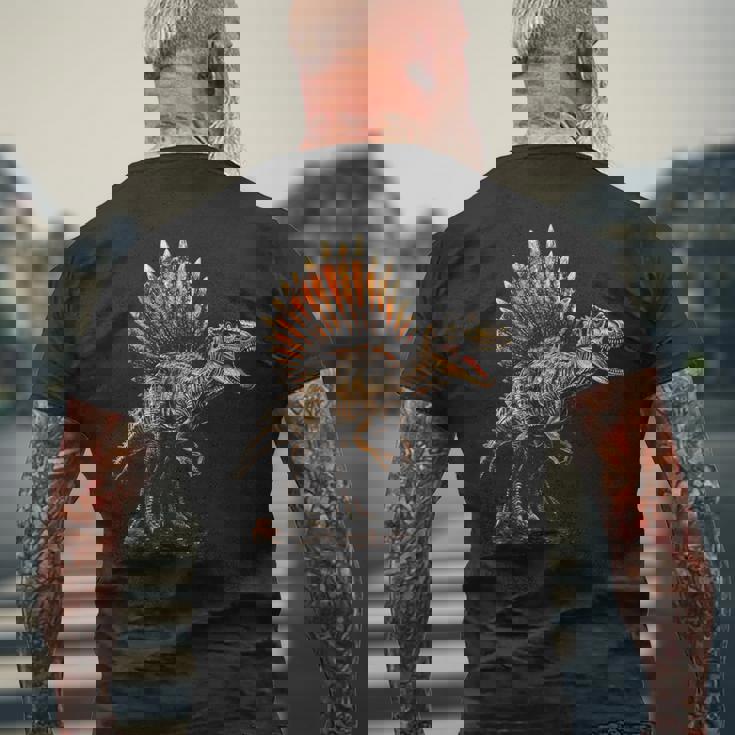 スピノサウルス 恐竜 グラフィックアート スピノサウルス メンズTシャツ バックプリント 高齢者への贈り物