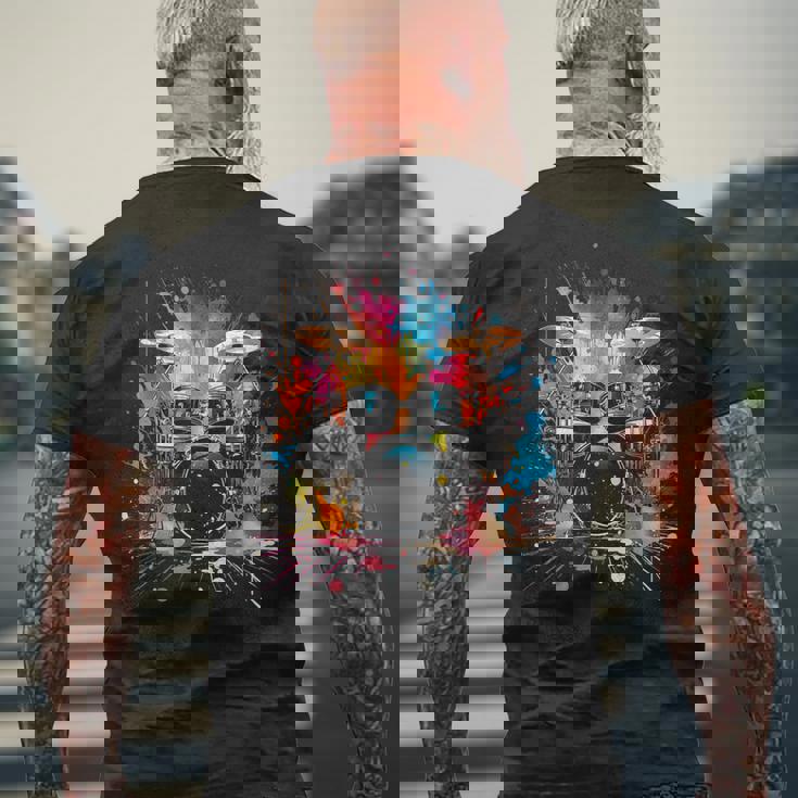 スプラッシュスタイルのドラムドラマードラムドラムのドラム メンズTシャツ バックプリント 高齢者への贈り物