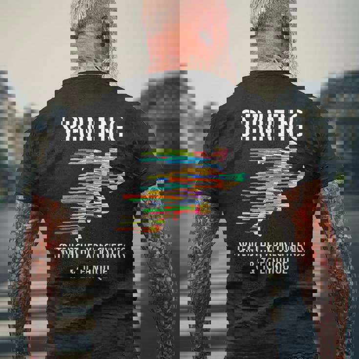 スプリント 短距離 趣味 陸上競技 スキルアップ メンズTシャツ バックプリント 高齢者への贈り物