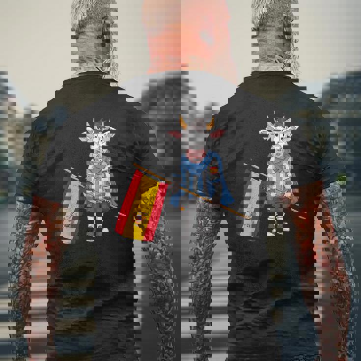 スペイン牛のファン メンズTシャツ バックプリント 高齢者への贈り物