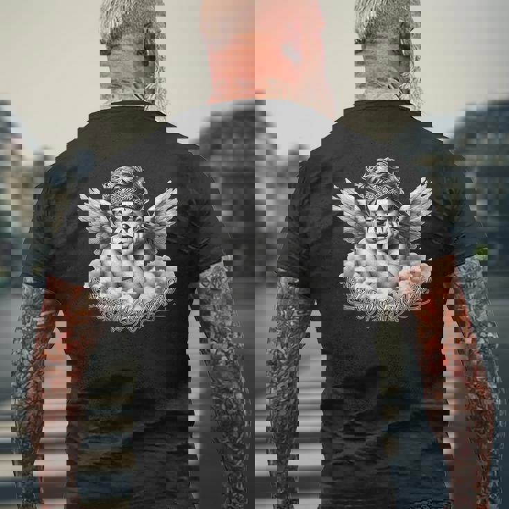 スマイルは後で泣いてエンジェルチョロチョーラタトゥーチカノsmile Now Cry Later メンズTシャツ バックプリント 高齢者への贈り物