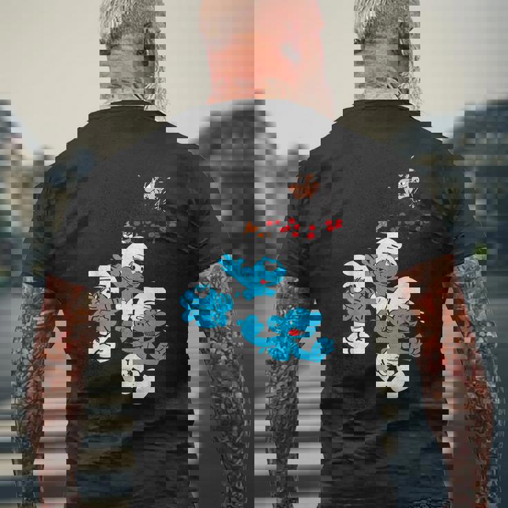 スマーフグループ スマーフ ガーガメル 魅惑のブルーフレンズのファン メンズTシャツ バックプリント 高齢者への贈り物