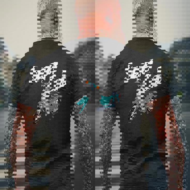 スーパーカブ 50 110 125 バイク ミニ モト スクーター カスタム 原付 二種 メンズTシャツ バックプリント 高齢者への贈り物