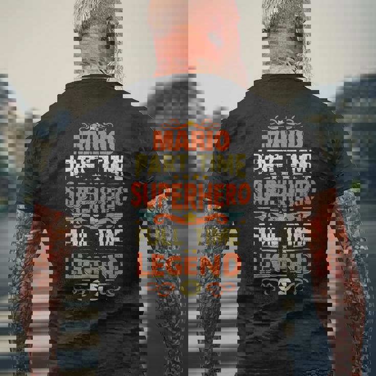 スーパーヒーロー マリオ レジェンド パーソナライズ 面白い 名前 マリオ メンズTシャツ バックプリント 高齢者への贈り物