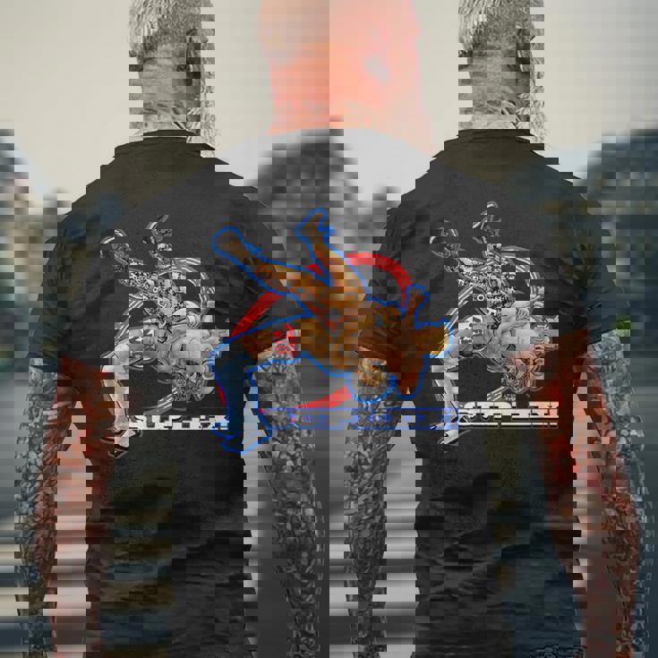 スープレックス プロレスアート メンズTシャツ バックプリント 高齢者への贈り物