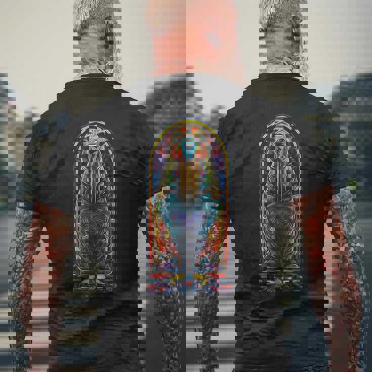 セイウチ カラフル アート 動物 抽象 グラフィック セイウチ メンズTシャツ バックプリント 高齢者への贈り物