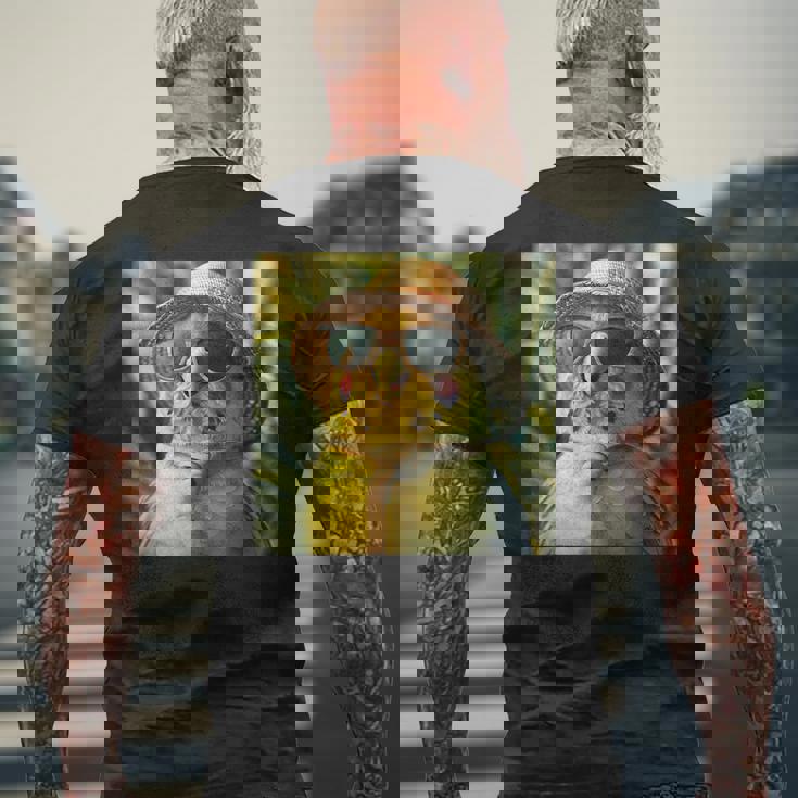 セキセイインコは休暇中、面白い動物、面白いオウム メンズTシャツ バックプリント 高齢者への贈り物