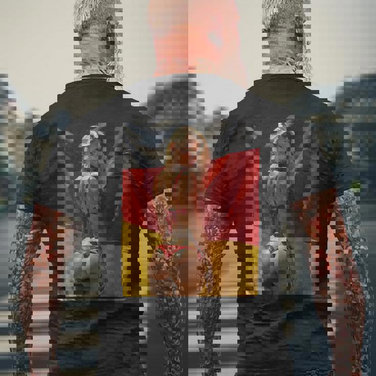 セクシーガールグラフィックtシャツ 「セクシーピンナップガール&ドイツ国旗」 メンズTシャツ バックプリント 高齢者への贈り物