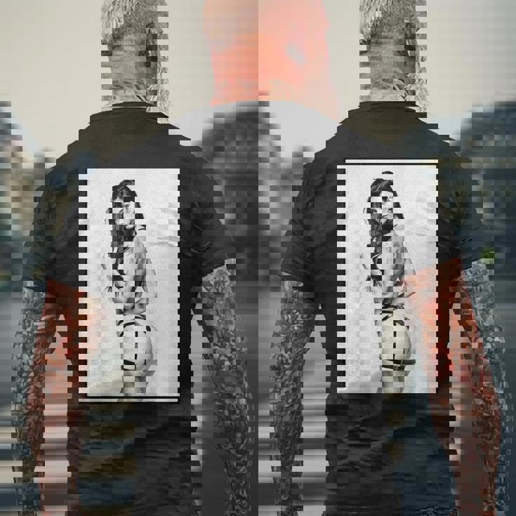 セクシーガールグラフィックtシャツ セクシーブルネットピンナップガール B&W メンズTシャツ バックプリント 高齢者への贈り物