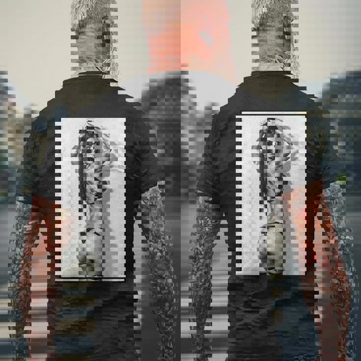 セクシーガールグラフィックtシャツ セクシーブルネットブーティーガール 3インチ B&W メンズTシャツ バックプリント 高齢者への贈り物