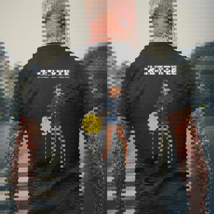 セクシー警察官、バックザブルーピンナップガール メンズTシャツ バックプリント 高齢者への贈り物