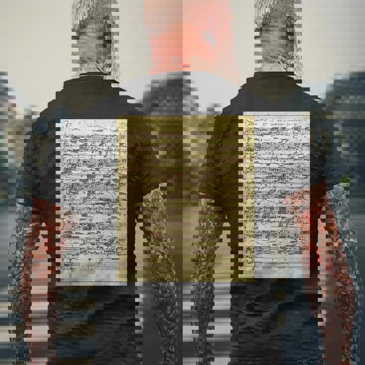 セバスティアン・バッハ ソナタ 楽譜 古典作曲家クラス メンズTシャツ バックプリント 高齢者への贈り物