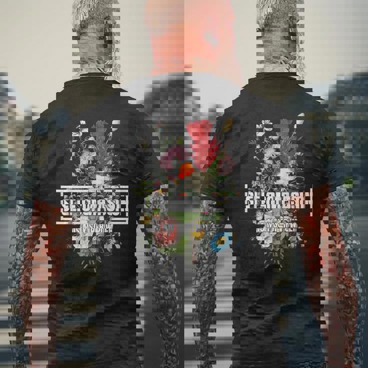 セルフコンパッションは私の超能力ですハイヤーセルフケア心理学 メンズTシャツ バックプリント 高齢者への贈り物