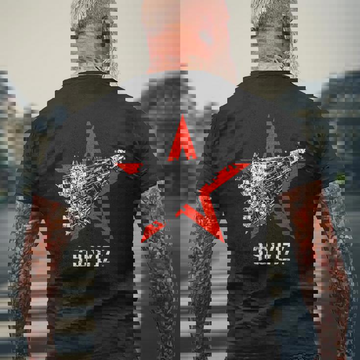 ソジュス・ロケット 宇宙ソビエト連邦 ロシア共産主義 メンズTシャツ バックプリント 高齢者への贈り物