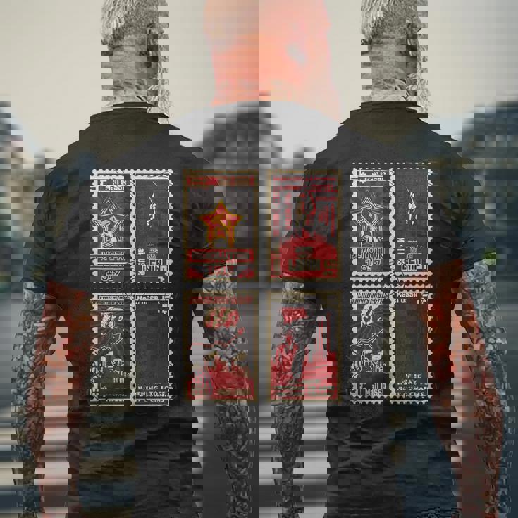 ソビエト消印sovi8ヴィンテージプロパガンダ。 メンズTシャツ バックプリント 高齢者への贈り物