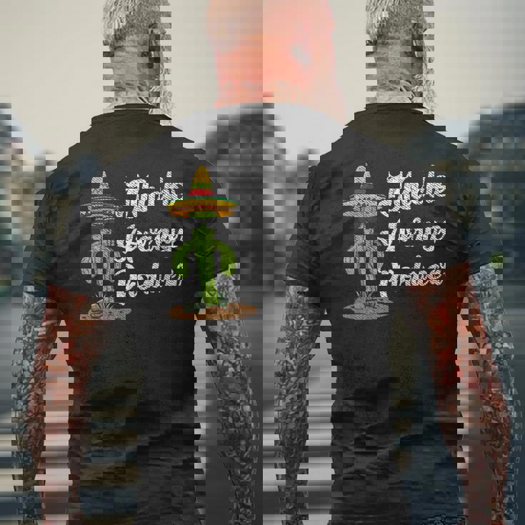 ソンブレロを持ったクールなサボテン メキシコのファン メンズTシャツ バックプリント 高齢者への贈り物