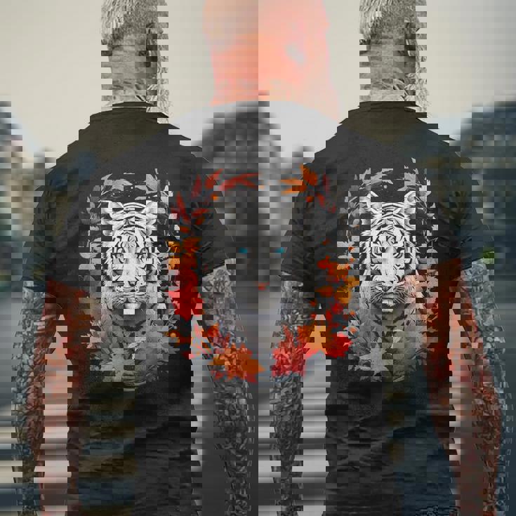 タイガー 動物 グラフィックアート トラ メンズTシャツ バックプリント 高齢者への贈り物