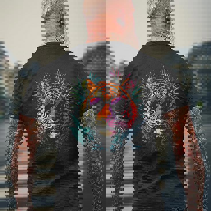 タイガーフェイス 動物好きモチーフ サングラス イラスト 虎 メンズTシャツ バックプリント 高齢者への贈り物